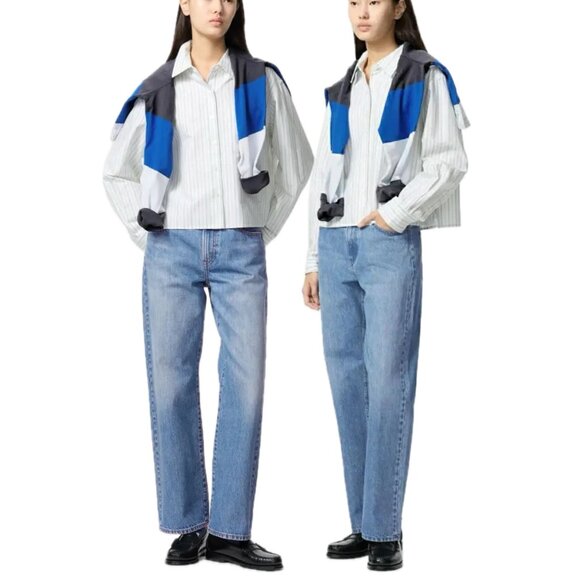 JW Anderson x Uniqlo Cotton Mid-Rise Classic Straight-Leg Denim Jeans (65 Blue) - Picture 2 of 16